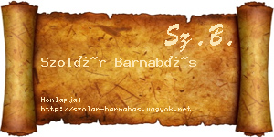 Szolár Barnabás névjegykártya